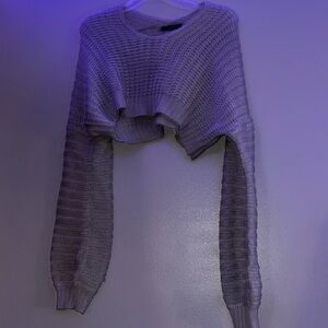 Long Sleeve Cropped Gray Sweater